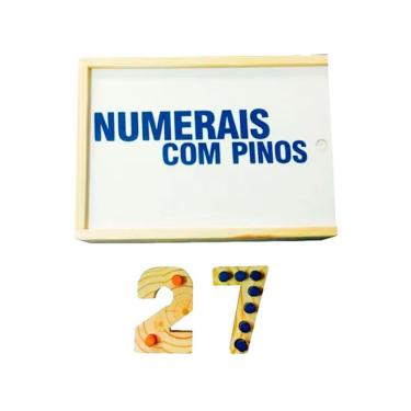 Imagem de Brinquedo Educativo Numerais com Pinos 54 Peças em Madeira Sonho de Criança