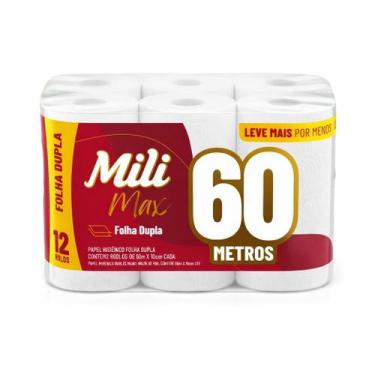 Imagem de Papel Higiênico Mili Neutro Folha Dupla 60m - 12 Rolos