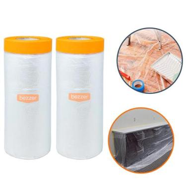 Imagem de Kit 2 Lona Protetora Pintura e Reforma Fita Adesiva 105cm x 20m Bobina