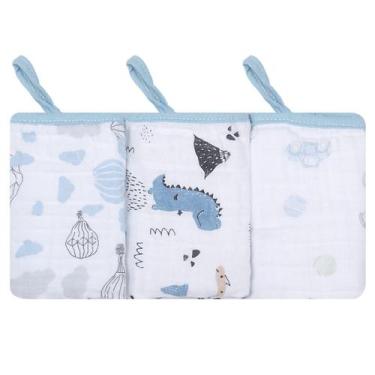 Imagem de PANINHO DE BOCA SOFT 40X 40Cm KIT C/03 Un COM PRENDEDOR DE CHUPETA PAR