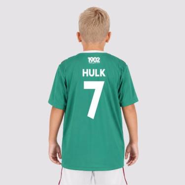 Imagem de Camisa Fluminense Volcano Infantil Verde 7 Hulk - Braziline, 12 ANOS
