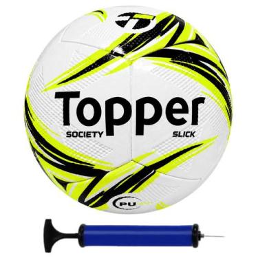 Imagem de Bola de Futebol Society Topper Slick + Bomba de Ar, Amarelo