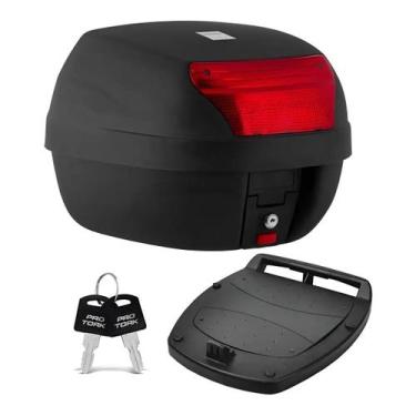 Imagem de Baú Bauleto Moto Pro Tork 28 Litros Universal Com Chave Base e Kit Fix