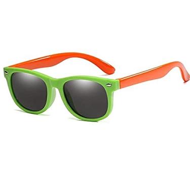 Imagem de Óculos de sol kids - Oculos de sol infantil de 02-12 anos Dobravel flexivel uv400 com caixinha (verde e laranja)