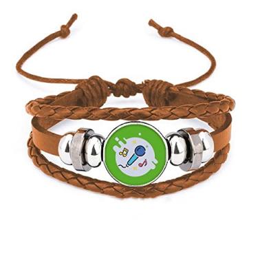 Imagem de un brand Pulseira de couro com pingente descente, pulseira de canto