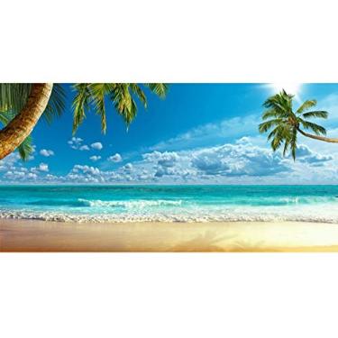 Imagem de Yeele Fundo de ilha tropical de praia de 6 x 3 m para fotografia festa de verão baía viagem azul céu azul mar palmeiras fundo infantil adulto cabine de fotos sessão de fotos estúdio adereços