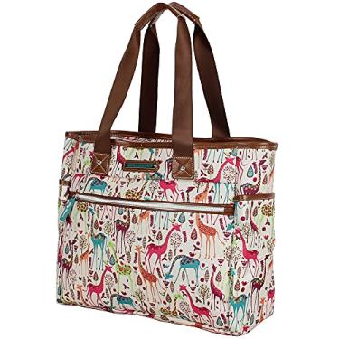 Imagem de Lily Bloom Bolsa feminina estampada, bolsa de ombro de grande capacidade, Giraffe Park Bege, One Size