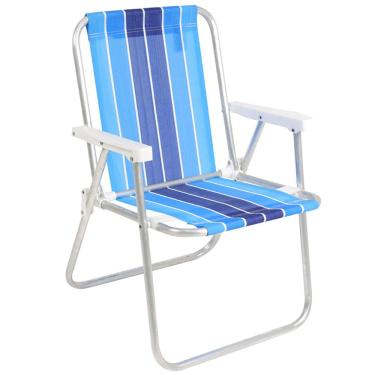 Imagem de Cadeira Bel Alta em Alumínio - Azul/Branco/Azul Marinho