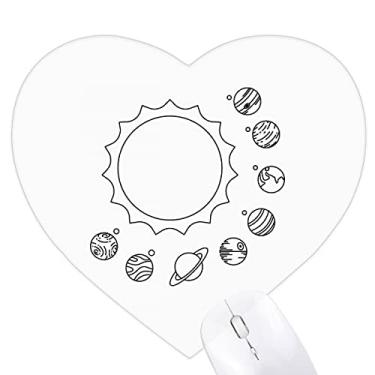 Imagem de Planetary Line Outline Sistema Solar Mousepad Coração Tapete de Borracha para Escritório