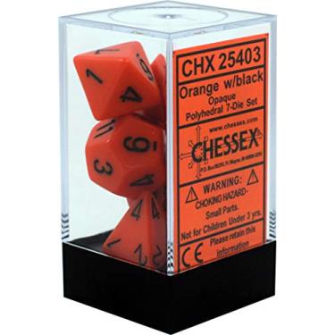 Imagem de Conjunto de dados DND - Chessex D&D Dice-16 mm Opaco Laranja e Preto Plástico Dice Dice - Dungeons and Dragons Dice Inclui 7 Dados - D4 D6 D8 D10 D12 D20 D% (CHX25403)