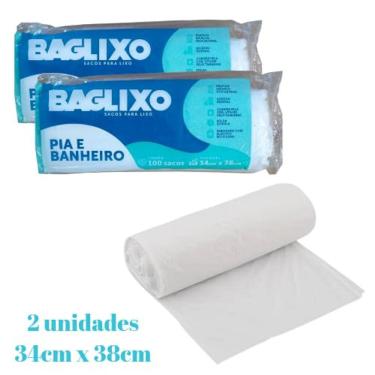 Imagem de Sacos p/ Lixo Branco Pia e Banheiro 34X38cm 2 Rolos c/ 100u