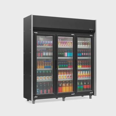 Imagem de Refrigerador Vertical Auto Serviço 1200 litros Aço pintado em preto com Led Fros Free geas- 3 Portas pr Gelopar