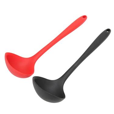 Imagem de Concha de sopa de silicone, colher de cozinha, ferramenta para economizar espaço, design de furo redondo, concha de silicone para cozinhas domésticas para restaurantes