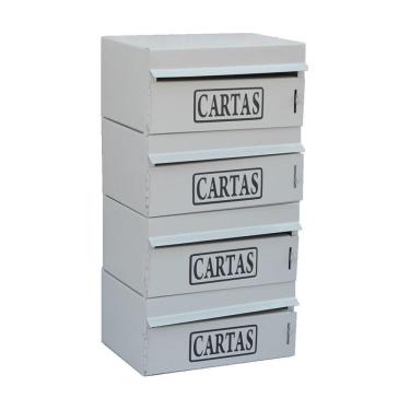 Imagem de Caixa Correio Condomínio Frontal Para Muro Cinza 4 Módulos