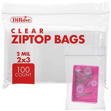 Imagem de Bolsas de plástico transparente com zíper – da DiRose | recarregáveis, fortes, grossas, resistentes, seguras para alimentos | para organização, viagem, envio, embalagem e armazenamento | Volume | tamanhos pequenos, médios e grandes., 100 Pack, 2X3