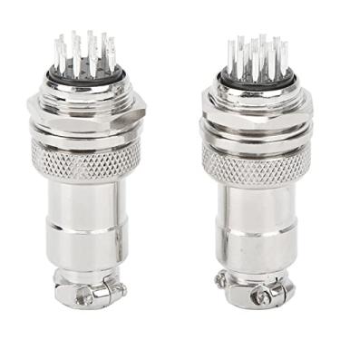 Imagem de Conector de soquete de tomada de aviação, 2 peças 14 pinos liga de zinco prata banhado a cobre conectores de soquete de tomada de aviação elétrica macho fêmea fêmea soquetes de tomada de aviação