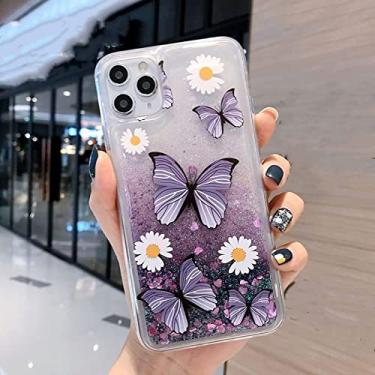 Imagem de Capa de telefone Butterfly Daisy Glitter para iphone 13 12 11 Pro Max líquido proteção contra areia movediça capa de lantejoulas, Color2, para iPhone11PROMAX
