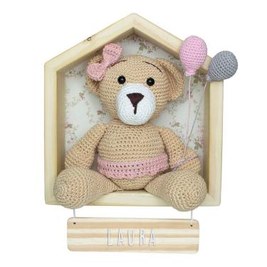 Imagem de Porta Maternidade Casinha Ursinha Crochê Quarto Bebê Infantil Menina