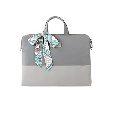 Imagem de Bolsas para Notebook Feminino Bolsa de Ombro Maletas Decorado com Tela de Seda Cinza 14"