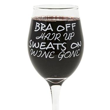 Imagem de (330ml, Bra Off Hair Up) - Funny Guy Mugs Bra Off Hair Up Sweats On Wine Gone Wine Glass, 330ml - Unique Gift for Women, Mom, Daughter, Wife, Aunt, Sister, Girlfriend, Teacher or Coworker (Several Styles To Choose From)