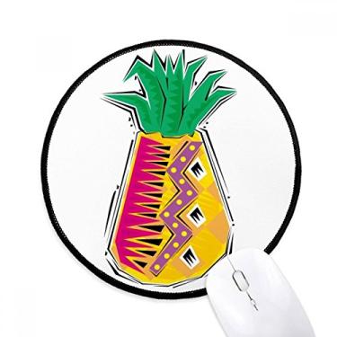 Imagem de DIYthinker Comida Abacaxi Mexicon Cultura Elemento Ilustração Mouse Pad Desktop Escritório Tapete Redondo para Computador