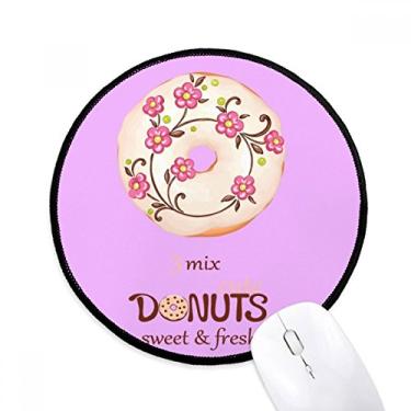 Imagem de DIYthinker Flor rosquinha sobremesa doce comida mousepad desktop escritório tapete redondo para computador