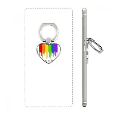 Imagem de Anel de celular Love is Love LGBT colorido arco-íris coração suporte universal presente