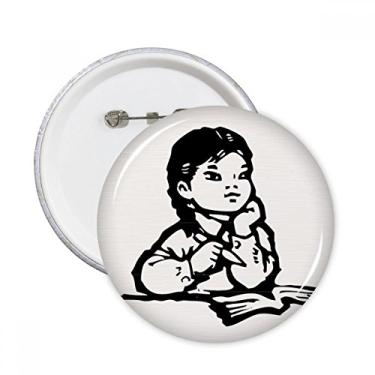 Imagem de Caneta de menina mesa esboço preto patriotismo pinos redondos crachá botão emblema acessório decoração 5 peças