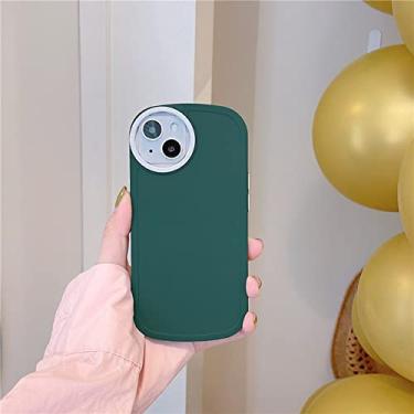 Imagem de Capa de cor sólida com moldura oval bonita para iphone 13 12 11 pro xs max x xr 7 8 plus lente redonda fosca capa de silicone macio, verde drak, para iphone 12pro max