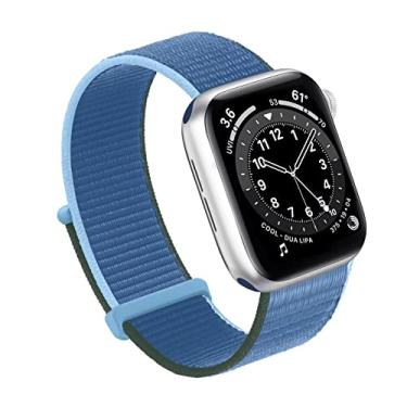 Imagem de Bifeiyo Pulseira esportiva de nylon para Apple Watch séries 10, 9, 8, 7, 6, 5, 4, 3, 2 e 1 e SE Ultra de 46 mm, 45 mm, 44 mm, 42 mm, 41 mm, 40 mm, 38 mm, SE Ultra(44/45/46/49/S3-42 mm, Azure)