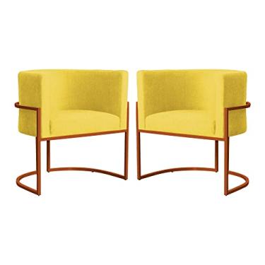 Imagem de Kit 02 Poltronas Decorativa Luana Base Bronze Suede Cores - DS Estofados