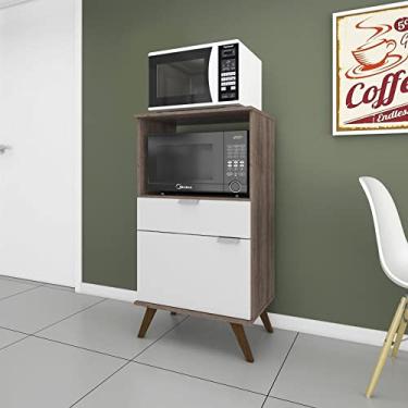 Imagem de Balcão de Cozinha para Forno e Micro-ondas 1 Porta 1 Gaveta Retrô Rt 3114 Movelbento Rústico/branco