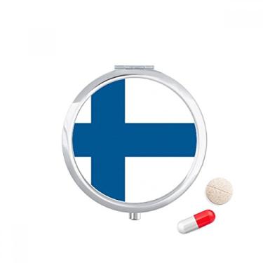 Imagem de Porta-comprimidos com bandeira nacional da Finlândia, Europa, país de viagem, caixa de armazenamento de medicamentos, dispensador de espelho para presente