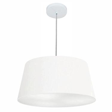 Imagem de Lustre Pendente Cone Cúpula Tecido 21/50x40 cm, Vivare Iluminação, Pendente4050 BR, Branco, Médio