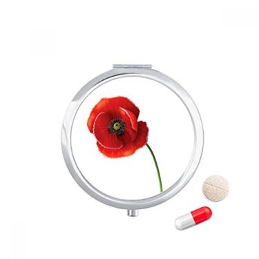 Imagem de Porta-comprimidos, porta-comprimidos, caixa de armazenamento de medicamentos, pintura artística de flor vermelha de milho