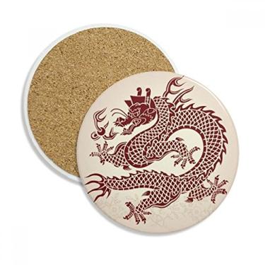 Imagem de Caneca porta-copos de dragão chinês com porta-copos com proteção de mesa, pedra absorvente