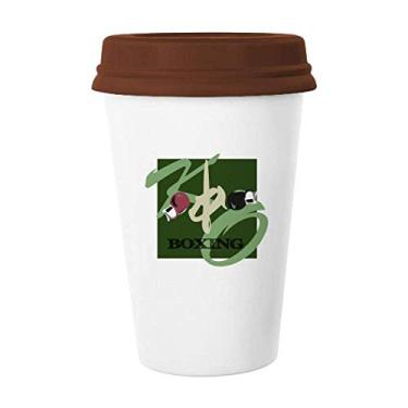 Imagem de China Gym Boxing KO Art Deco Gift Caneca moderna de café bebendo vidro cerâmica copo tampa