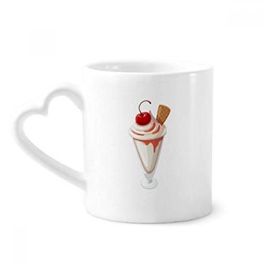 Imagem de Copo cônico de cereja para sorvete de cerâmica para café copo de coração de vidro