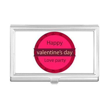 Imagem de Carteira de bolso com porta-cartões rosa redonda Happy Valentine's Day Love