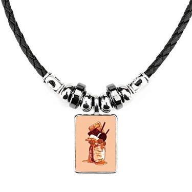 Imagem de DIYthinker Biscoitos Colar com Garrafa de Chocolate Sorvete Joias Torque Pingente de Corda de Couro