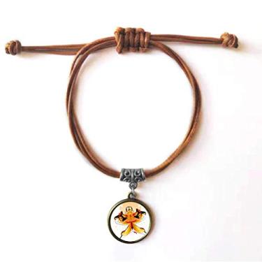 Imagem de DIYthinker Pulseira de couro com padrão de pipa de cultura tradicional chinesa pulseira marrom joia presente