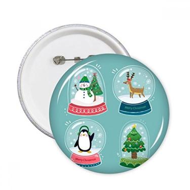 Imagem de Árvore de presente de boneco de neve feliz Natal, pinos redondos, emblema, botão, decoração de roupas, presente 5 peças