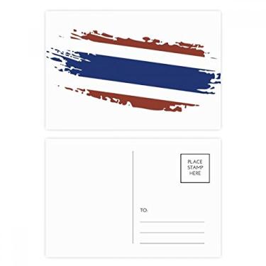 Imagem de Cartão postal com ilustração de arte e bandeira tailandesa Bangkok da Tailândia, conjunto de cartões postais de aniversário, cartão de agradecimento