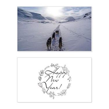 Imagem de Dog Animal Snow Husky Foto Ano Novo Festival Cartão Bless Mensagem Presente