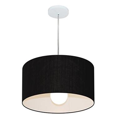 Imagem de Lustre Pendente Cilíndrico Cúpula Tecido 40x25 cm, Vivare Iluminação, Pendente4202 PR, Preto, Médio