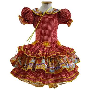 Imagem de Roupa Junina Bebê Vermelho Luxo C/Bolsa e Shorts 0 a 2 anos (M 1-2 Anos)