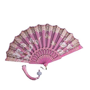 Imagem de XIALON 1 peça 23 cm Sunset estilo chinês estilo antigo ventilador Qipao ventilador feminino dobrável ventilador de dança