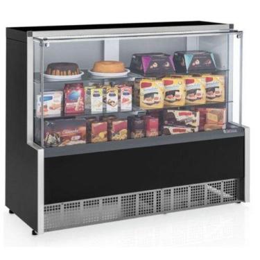 Imagem de Vitrine Neutra Aurora 140cm Preto Vidro Reto MPNA-140R BIVOLT - Gelopar