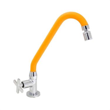 Imagem de Torneira Cozinha Mesa Bica Laranja C29 Arejador Articulado