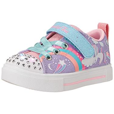 Imagem de Skechers Tênis unissex infantil com pingente de unicórnio cintilante, Lavanda/Multi, 2 Little Kid
